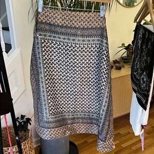 Japanese Paisley Print Patterned Blue Tan and Black Women's Scarf Handkerchief